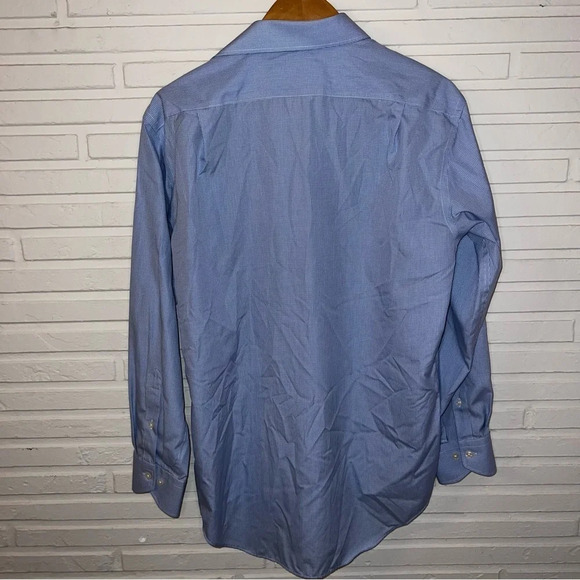 Lorenzo Uomo Blue Gingham The Perfect Fashion Cotton Button Down, Men’s Size 16 - Picture 5 of 7